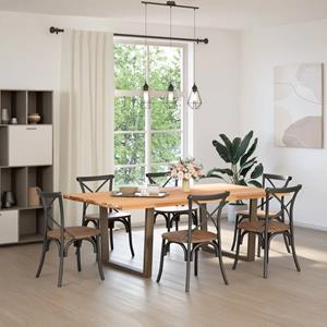 vidaXL Eettafel rechthoekig 220x120x74 cm massief eikenhout lichtbruin