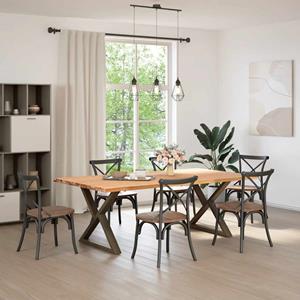 vidaXL Eettafel met boomrand 220x120x74 cm massief hout eiken