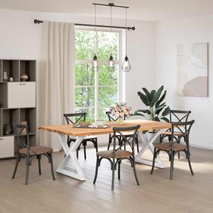 vidaXL Eettafel met boomrand 220x120x74 cm massief hout eiken