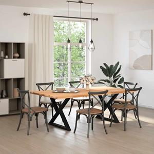 vidaXL Eettafel rechthoekig 220x120x74 cm massief eikenhout lichtbruin