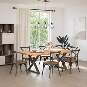 vidaXL Eettafel rechthoekig 220x120x74 cm massief eikenhout lichtbruin