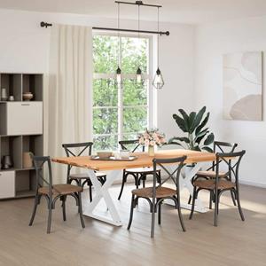 vidaXL Eettafel rechthoekig 220x120x74 cm massief eikenhout lichtbruin