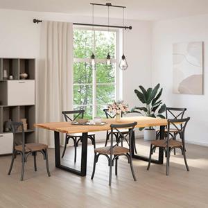 vidaXL Eettafel met boomrand 240x120x74 cm massief hout eiken