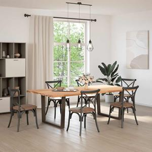 vidaXL Eettafel rechthoekig 240x120x74 cm massief eikenhout lichtbruin