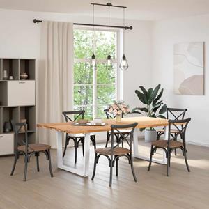 vidaXL Eettafel rechthoekig 240x120x74 cm massief eikenhout lichtbruin