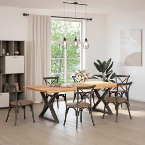 vidaXL Eettafel met boomrand 240x120x74 cm massief hout eiken