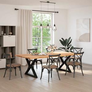 vidaXL Eettafel met boomrand 240x120x74 cm massief hout eiken