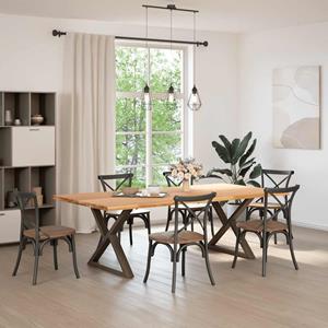 vidaXL Eettafel met boomrand 240x120x74 cm massief hout eiken
