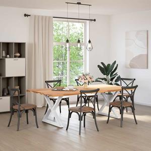 vidaXL Eettafel rechthoekig 240x120x74 cm massief eikenhout lichtbruin