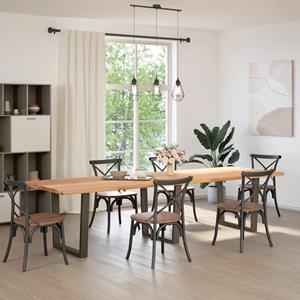 vidaXL Eettafel met natuurlijke rand 320x100x74 cm massief eikenhout
