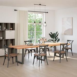 vidaXL Eettafel met natuurlijke rand 320x100x74 cm massief eikenhout