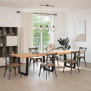 vidaXL Eettafel met natuurlijke rand 320x100x74 cm massief eikenhout
