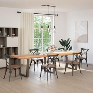vidaXL Eettafel met natuurlijke rand 320x100x74 cm massief eikenhout