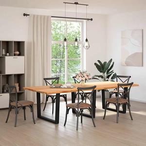 vidaXL Eettafel met natuurlijke rand 280x120x74 cm massief eikenhout