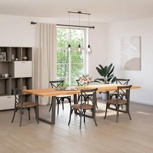 vidaXL Eettafel met natuurlijke rand 320x120x74 cm massief eikenhout