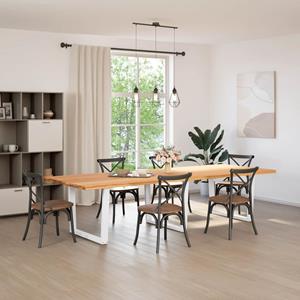 vidaXL Eettafel met natuurlijke rand 320x120x74 cm massief eikenhout