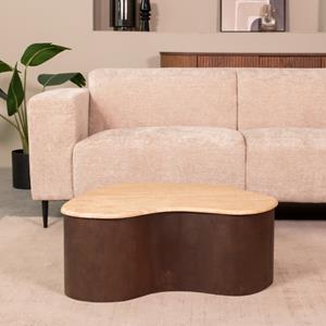 Het Steigerhouthuis LABEL51 Salontafel Davi - Espresso - Travertin - 80 cm