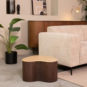 Het Steigerhouthuis LABEL51 Salontafel Davi - Espresso - Travertin - 50 cm