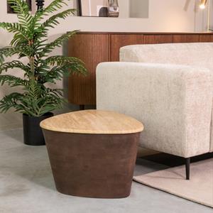 Het Steigerhouthuis LABEL51 Salontafel Ravi - Espresso - Travertin - 70 cm