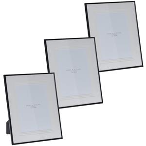 Merkloos 3x stuks aluminium fotolijst zwart geschikt voor een foto van 20 x 25 cm -