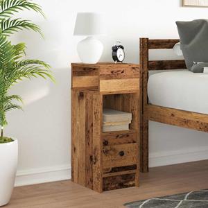 vidaXL Nachtkastje met lade 25x31x66 cm oud houtkleurig