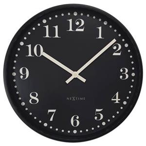 NeXtime  Wandklok 30cm - Stil - Zwart - Plastic -  'Dickens'