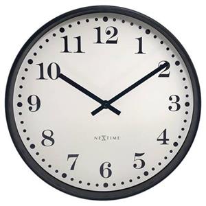 NeXtime  Wandklok 30cm - Stil - Zwart|Wit - Plastic - 