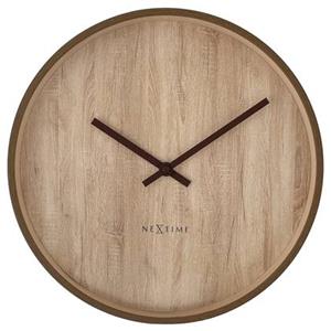 NeXtime  Wandklok 30cm - Stille - Donkerbruin|Lichtbruin - Plastic -
