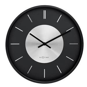 NeXtime  Wandklok 25cm - Stil - Zwart|Zilver - Metaal - 
