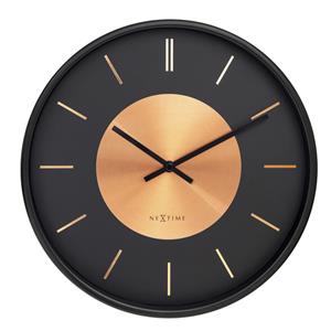 NeXtime  Wandklok 25cm - Stil - Zwart|Koper - Metaal -  'Retro