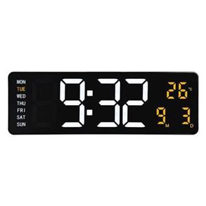 NeXtime  Digitale wand|alarmklok 38,8x12,9x3,2cm-Zwart-ABS-
