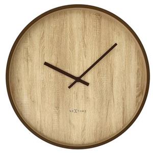 NeXtime  Wandklok 50cm - Stille - Donkerbruin|Lichtbruin - Plastic -