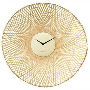 NeXtime  Wandklok 60 cm - Stille - Bruin - Bamboe -  'Vortex'