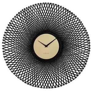 NeXtime  Wandklok 60 cm - Stille - Zwart - Bamboe -  'Vortex'