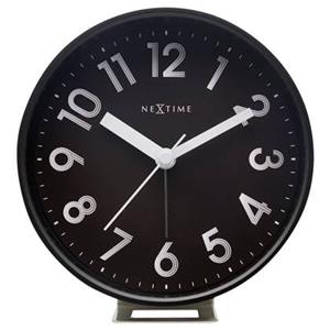 NeXtime  Tafel Wekker 12.5x13x5.5cm - Stil - Lichtfunctie - Zwart -