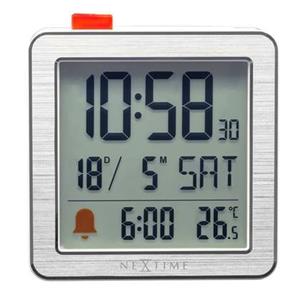 NeXtime  Digitale Tafelwekker 6x6,4x2,1 cm - RCC - temperatuur - Wit