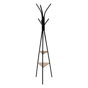 5five Kapstok Pyramid - zwart - metaal/hout - staand - 6 haken op verschillende hoogtes - 175 cm -