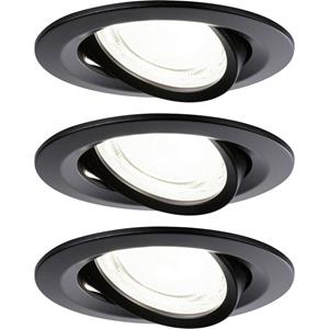 Paulmann 92457 Nova Coin LED-inbouwlamp Set van 3 stuks LED 2.8 W Zwart (mat)