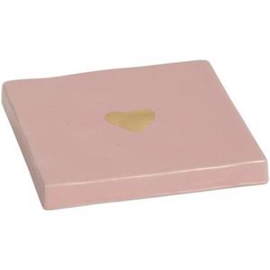 Leen Bakker Deco tegel Hart - roze - Ø10 cm