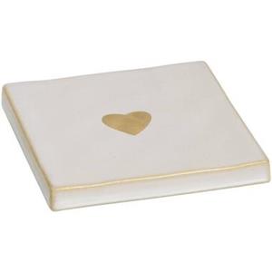 Leen Bakker Deco tegel Hart - off-white - Ø10 cm