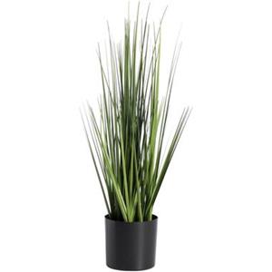 Leen Bakker Kunstplant Siergras in pot - groen/zwart - 60 cm
