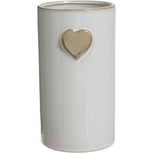 Leen Bakker Vaas Hart - off-white - keramiek - 24xØ14,5 cm