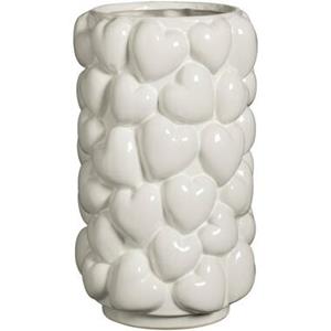 Leen Bakker Vaas Harten - off-white - keramiek - 27xØ15,5 cm