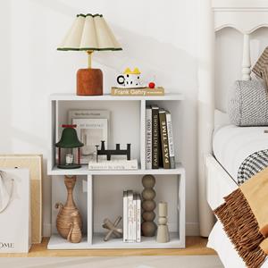 Costway Boekenkast met 3 Niveaus Displayplank voor Kleine Ruimtes Vrijstaande Bijzettafel voor Kantoor Woonkamer Slaapkamer Wit