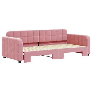 VidaXL Slaapbank met onderschuifbed 90x200 cm fluweel roze