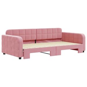 VidaXL Slaapbank met onderschuifbed 100x200 cm fluweel roze