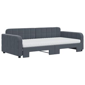 VidaXL Slaapbank onderschuifbed matrassen 100x200cm fluweeldonkergrijs