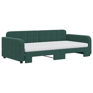 VidaXL Slaapbank onderschuifbed matrassen 100x200cm fluweeldonkergroen
