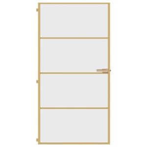 VidaXL Binnendeur smal 102,5x201,5 cm gehard glas en aluminium goud