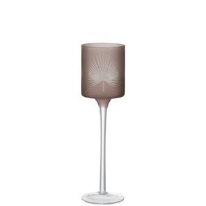 J-Line Theelichthouder | Glas | Bruin | 7x7x (h)25 Cm